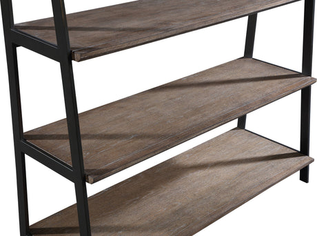 Finch Buckwheat/Antique Bronze Wood and Metal Etagere Bookcase by Modus Furniture at Eve Furniture