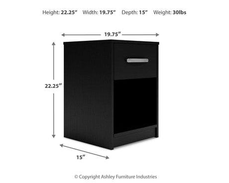 Finch Queen Platform Bed with 2 Nightstands in Black by Ashley at Eve Furniture