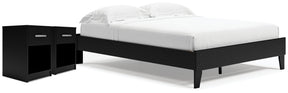 Finch Queen Platform Bed with 2 Nightstands in Black by Ashley at Eve Furniture