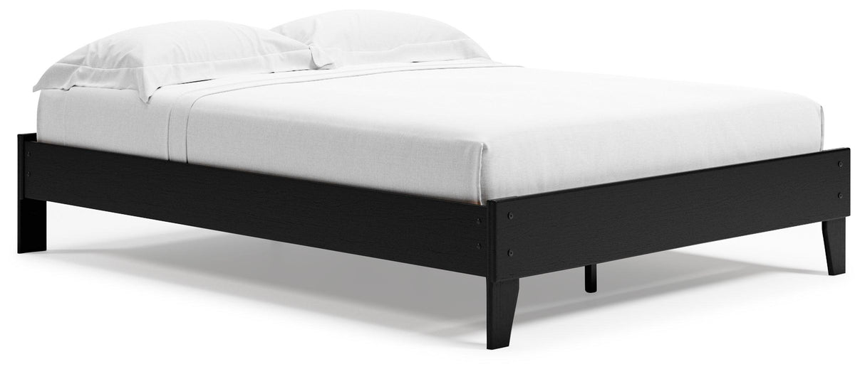 Finch Queen Platform Bed with 2 Nightstands in Black by Ashley at Eve Furniture