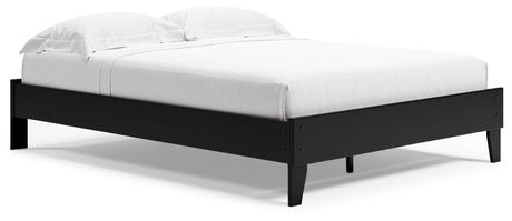 Finch Queen Platform Bed with 2 Nightstands in Black by Ashley at Eve Furniture