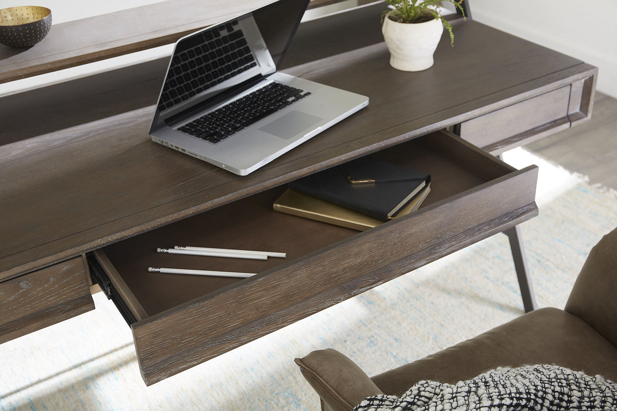Finch Wood and Metal Secretary Desk in Buckwheat and Antique Bronze by Modus Furniture at Eve Furniture