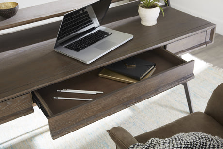 Finch Wood and Metal Secretary Desk in Buckwheat and Antique Bronze by Modus Furniture at Eve Furniture