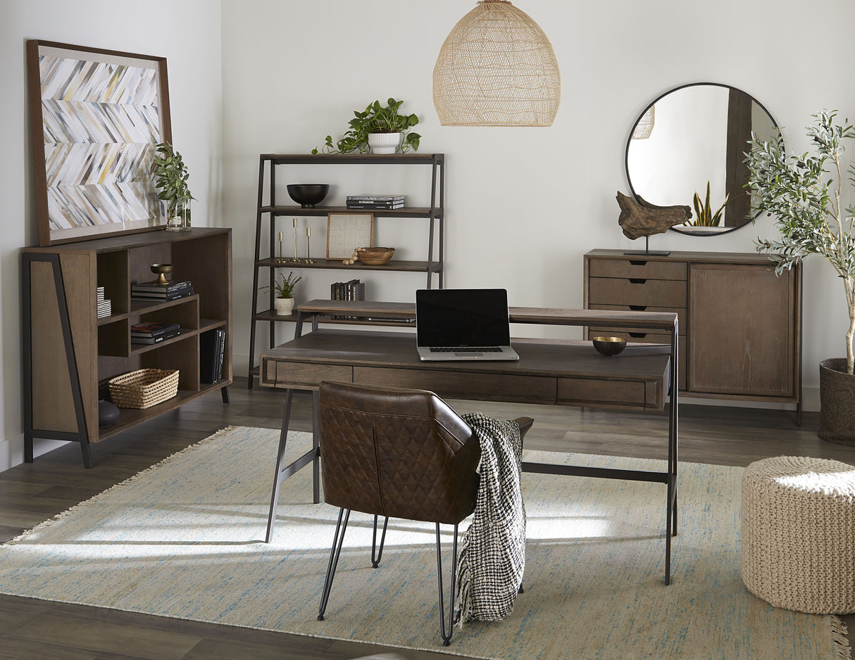 Finch Wood and Metal Secretary Desk in Buckwheat and Antique Bronze by Modus Furniture at Eve Furniture