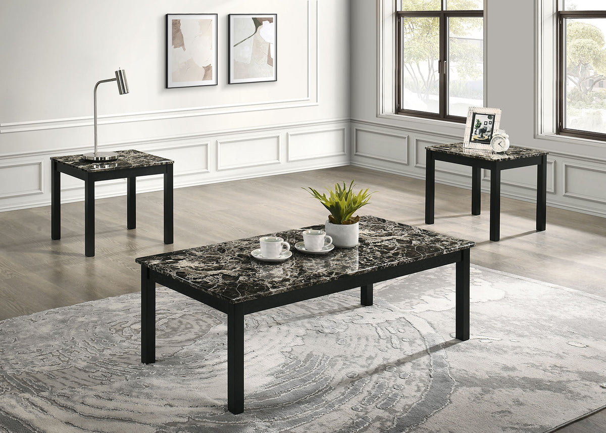 Findlay Black/White 3-Piece Occasional Table Set by Furniture of America at Eve Furniture