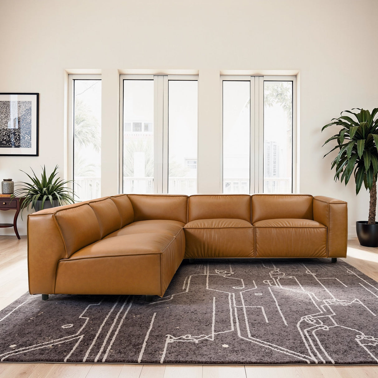 Findlay Mid Century Modern Vegan Leather Corner Sectional Sofa by Ashcroft Furniture at Eve Furniture