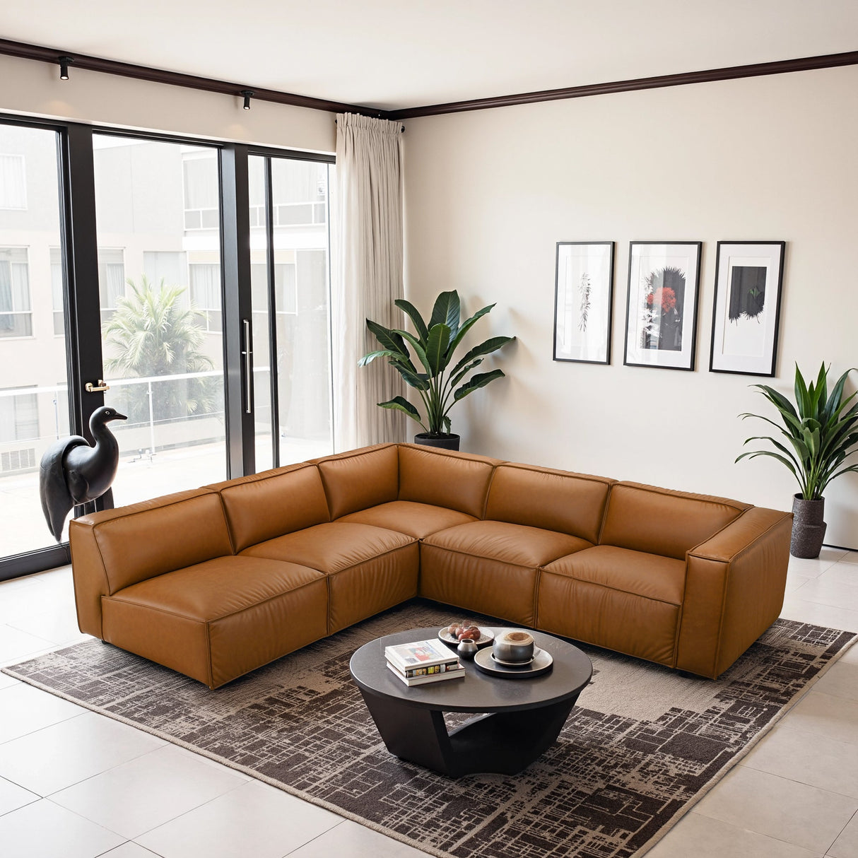 Findlay Mid Century Modern Vegan Leather Corner Sectional Sofa by Ashcroft Furniture at Eve Furniture