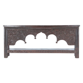 Finely Carved Large Wood Arch Console Table with Bottom Shelf by Home Trends & Design at Eve Furniture