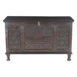 Finely Carved Wood Console Table with Built In Storage by Home Trends & Design at Eve Furniture