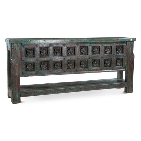 Finely Carved Wood Door Console Table with Bottom Shelf by Home Trends & Design at Eve Furniture