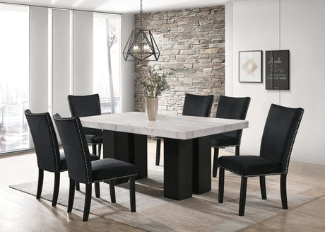 Finland Black Genuine Marble 7-Piece Dining Set by Happy Homes at Eve Furniture