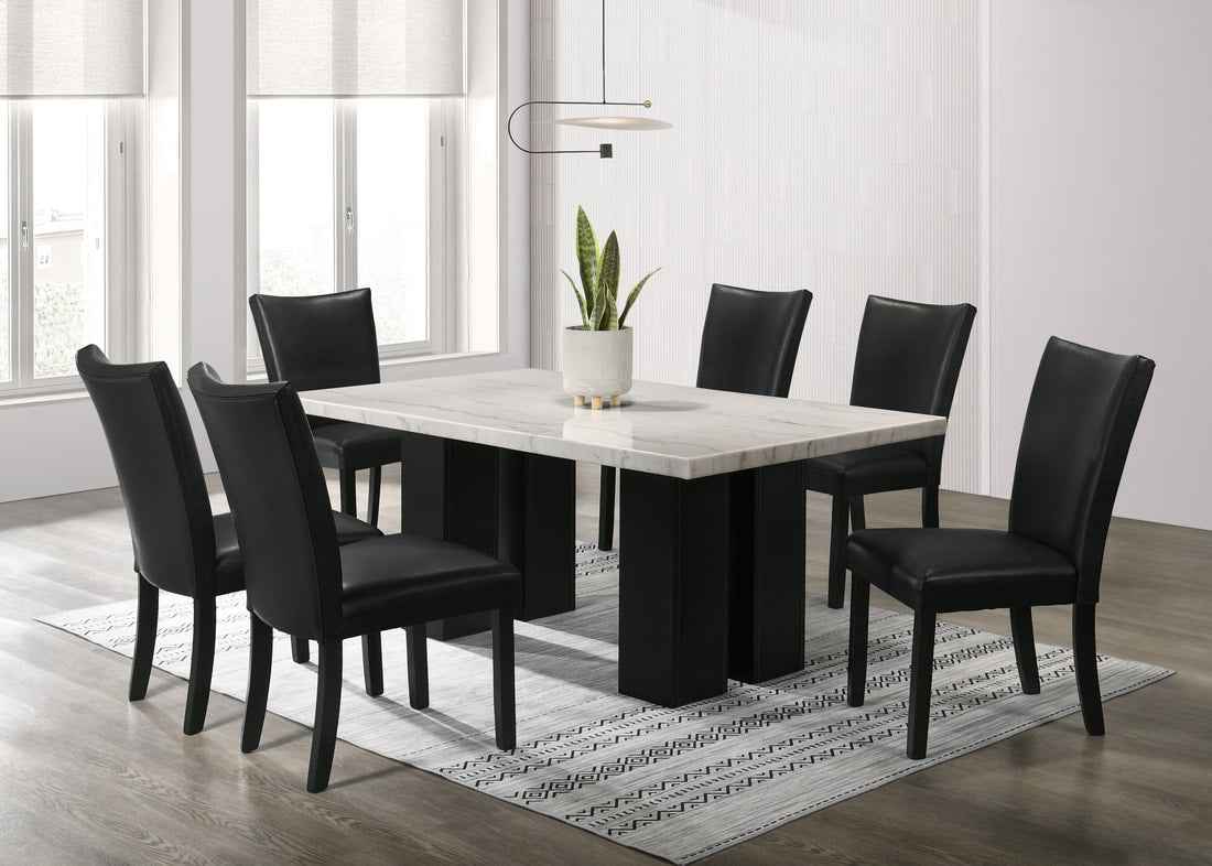 Finland PU Genuine Marble 7-Piece Dining Set by Happy Homes at Eve Furniture