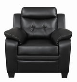 Finley Black Upholstered Padded Arm Tufted Living Room Set by Coaster at Eve Furniture