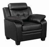 Finley Black Upholstered Padded Arm Tufted Living Room Set by Coaster at Eve Furniture