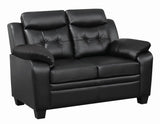 Finley Black Upholstered Padded Arm Tufted Living Room Set by Coaster at Eve Furniture