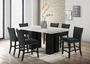 Finley Black PU Genuine Marble 7-Piece Counter Height Dining Set by Happy Homes at Eve Furniture