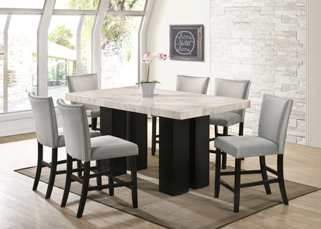 Finley Gray Genuine Marble 7-Piece Counter Height Dining Set by Happy Homes at Eve Furniture