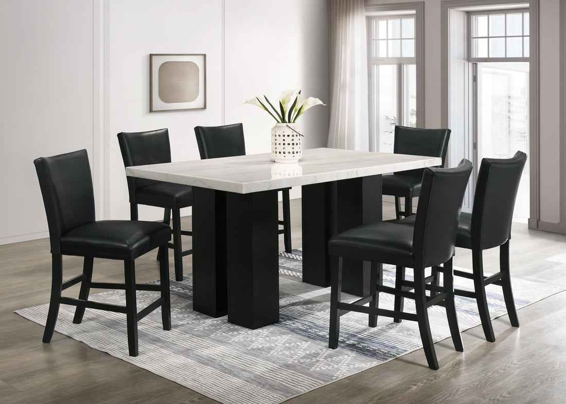 Finley PU Genuine Marble Counter Height Table & 6 Chairs by Happy Homes at Eve Furniture
