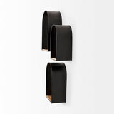 Finley Set of 3 Black Metal W/Wood Wall Shelves by Mercana at Eve Furniture