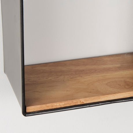 Finley Set of 3 Black Metal W/Wood Wall Shelves by Mercana at Eve Furniture