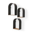 Finley Set of 3 Black Metal W/Wood Wall Shelves by Mercana at Eve Furniture
