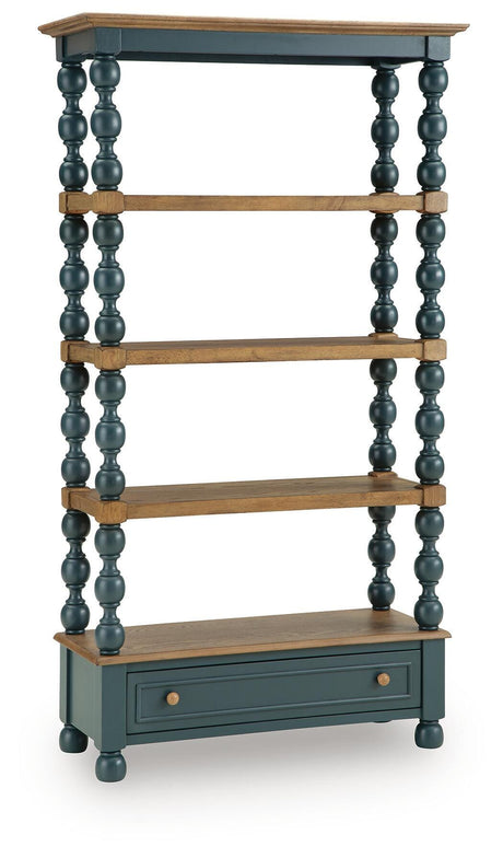 Finnworth Blue/Brown 70" Bookcase by Ashley at Eve Furniture