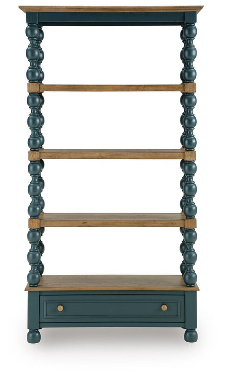 Finnworth Blue/Brown 70" Bookcase by Ashley at Eve Furniture