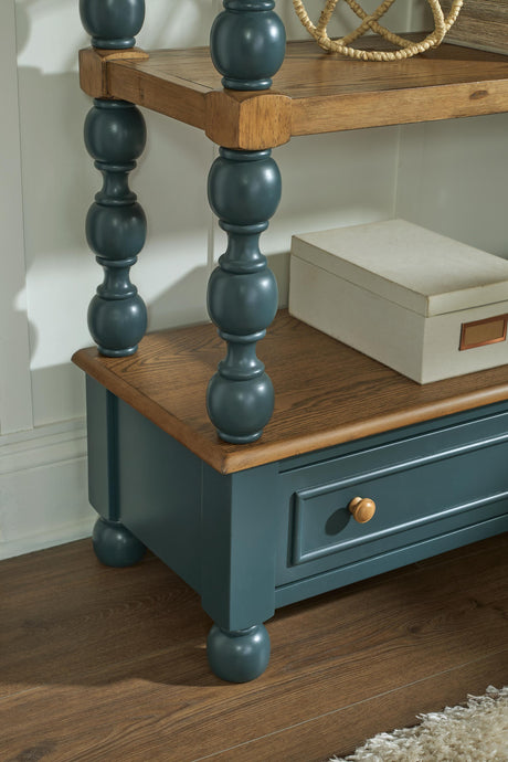 Finnworth Blue/Brown 70" Bookcase by Ashley at Eve Furniture