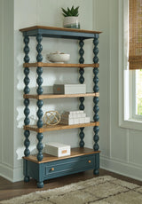 Finnworth Blue/Brown 70" Bookcase by Ashley at Eve Furniture