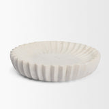 Fiora Round White Marble Scalloped Decorative Bowl by Mercana at Eve Furniture