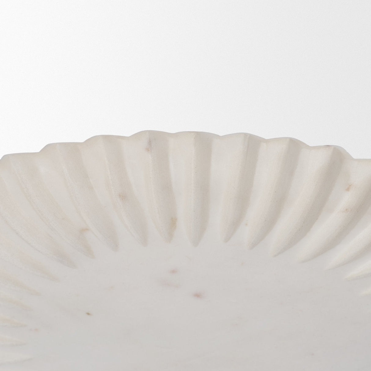 Fiora Round White Marble Scalloped Decorative Bowl by Mercana at Eve Furniture