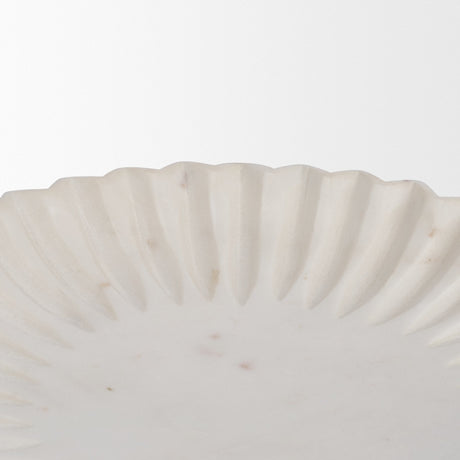 Fiora Round White Marble Scalloped Decorative Bowl by Mercana at Eve Furniture
