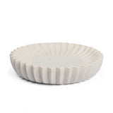 Fiora Round White Marble Scalloped Decorative Bowl by Mercana at Eve Furniture