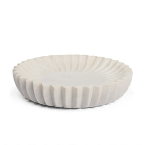 Fiora Round White Marble Scalloped Decorative Bowl by Mercana at Eve Furniture