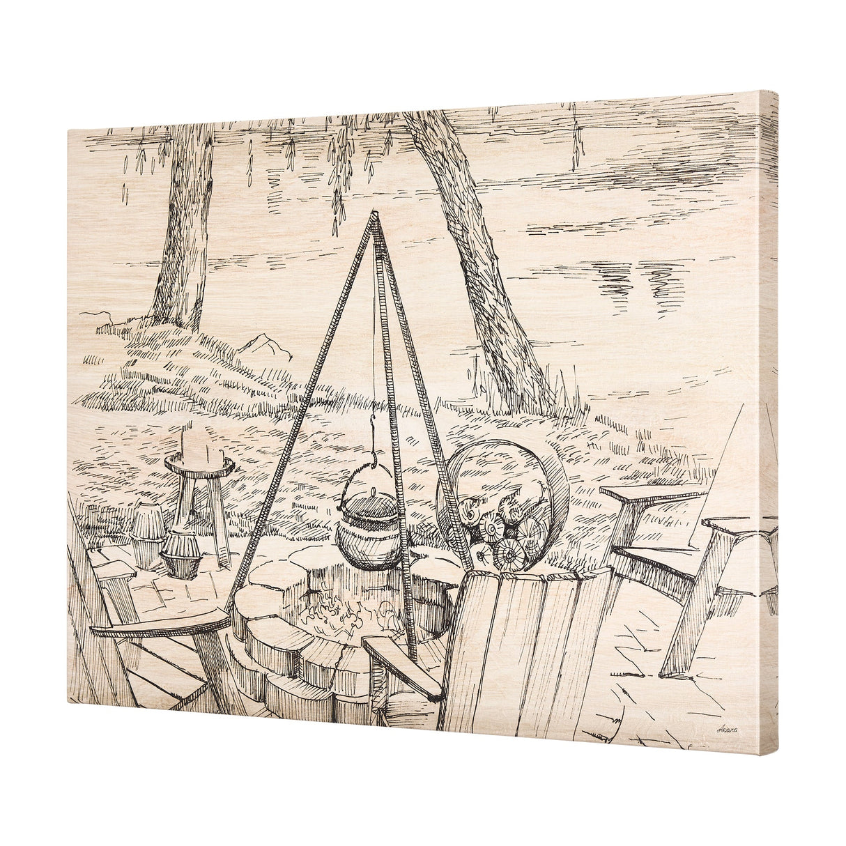 Fireside I by Mercana Studio a Hand Embellished Textured Canvas by Mercana at Eve Furniture