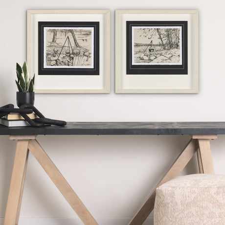 Fireside I by Mercana Studio a Hand Embellished Textured Framed Art Print Matted under Glass by Mercana at Eve Furniture