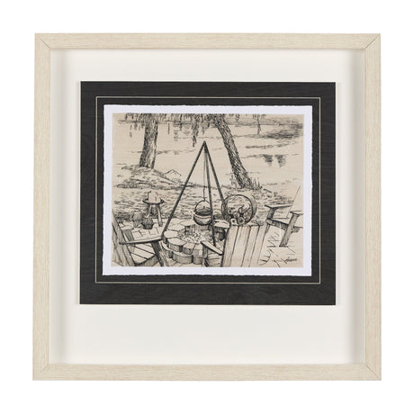 Fireside I by Mercana Studio a Hand Embellished Textured Framed Art Print Matted under Glass by Mercana at Eve Furniture