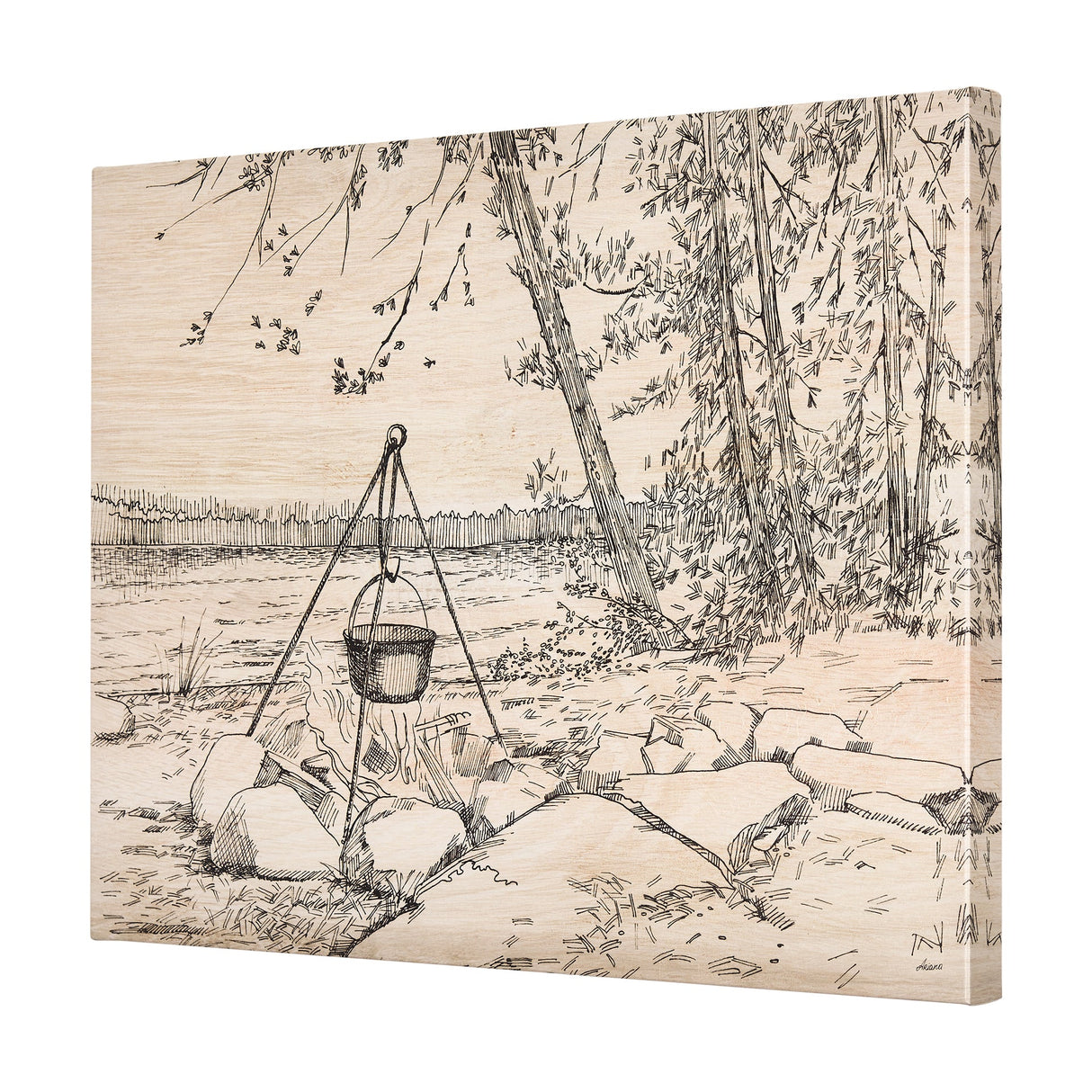 Fireside II by Mercana Studio a Hand Embellished Textured Canvas by Mercana at Eve Furniture