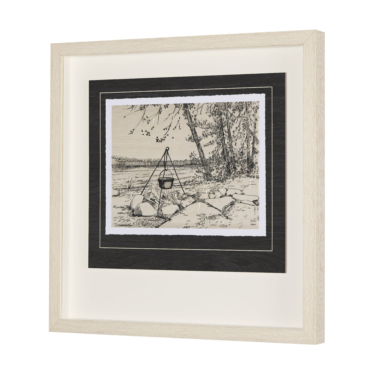 Fireside II by Mercana Studio a Hand Embellished Textured Framed Art Print Matted under Glass by Mercana at Eve Furniture