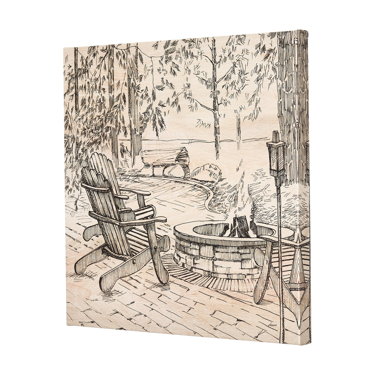 Fireside III by Mercana Studio a Hand Embellished Textured Canvas by Mercana at Eve Furniture