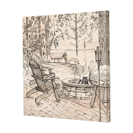 Fireside III by Mercana Studio a Hand Embellished Textured Canvas by Mercana at Eve Furniture