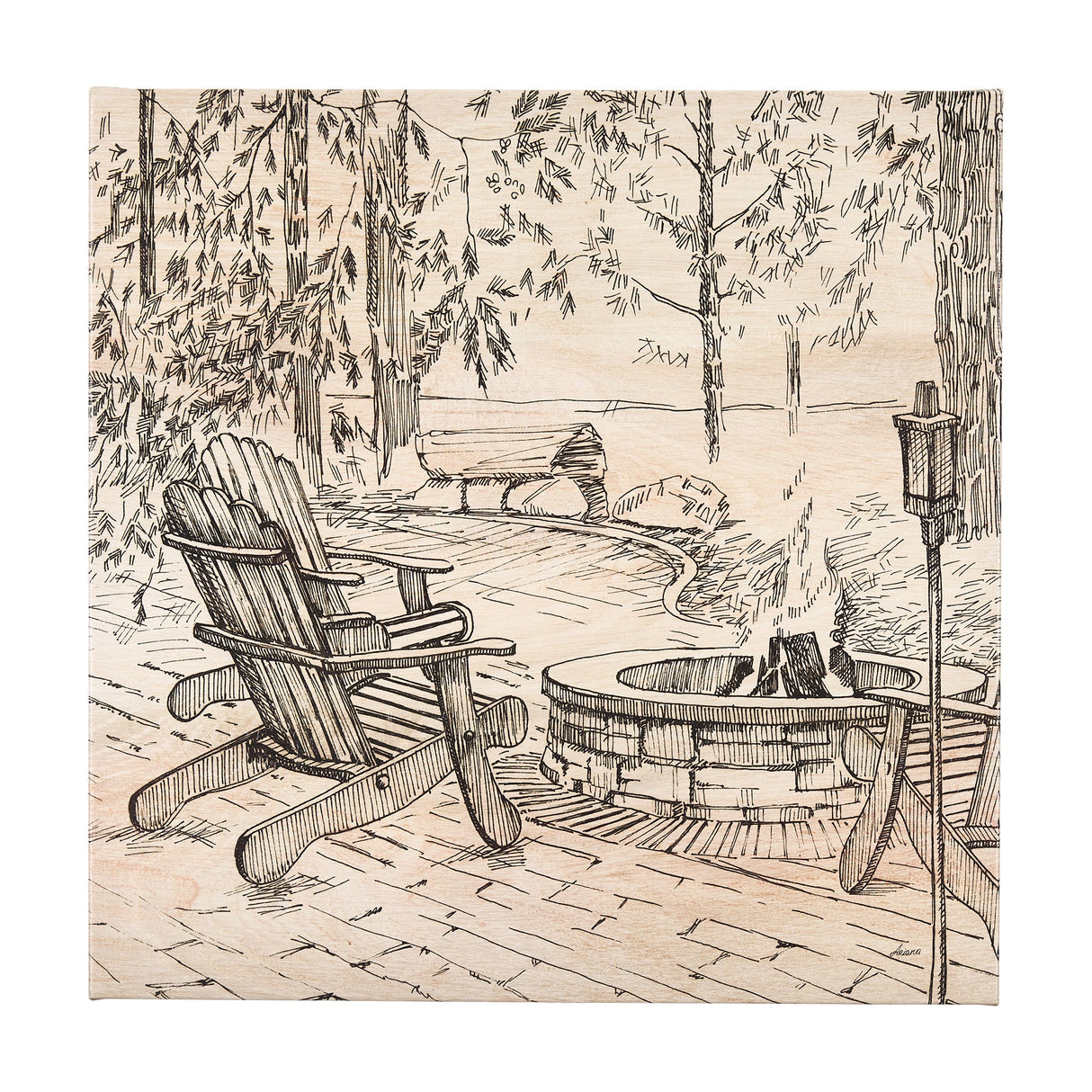 Fireside III by Mercana Studio a Hand Embellished Textured Canvas by Mercana at Eve Furniture