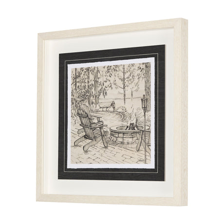 Fireside III by Mercana Studio a Hand Embellished Textured Framed Art Print Matted under Glass by Mercana at Eve Furniture