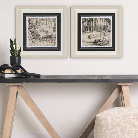 Fireside III by Mercana Studio a Hand Embellished Textured Framed Art Print Matted under Glass by Mercana at Eve Furniture