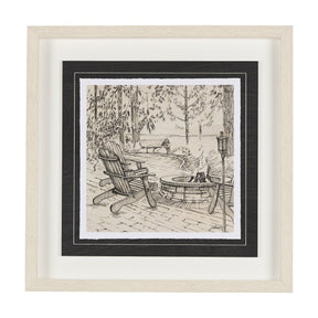 Fireside III by Mercana Studio a Hand Embellished Textured Framed Art Print Matted under Glass by Mercana at Eve Furniture