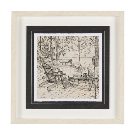 Fireside III by Mercana Studio a Hand Embellished Textured Framed Art Print Matted under Glass by Mercana at Eve Furniture