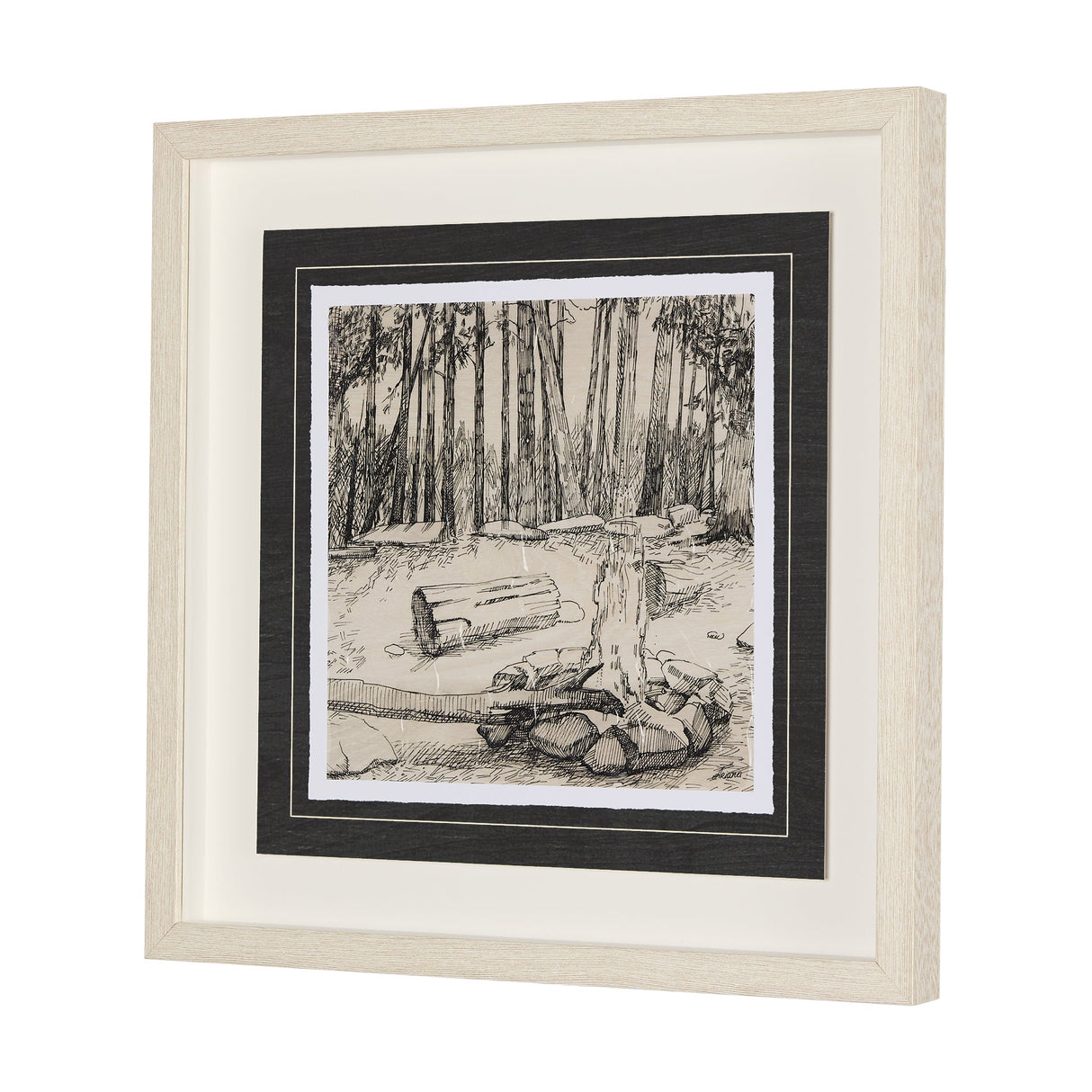 Fireside IV by Mercana Studio a Hand Embellished Textured Framed Art Print Matted under Glass by Mercana at Eve Furniture