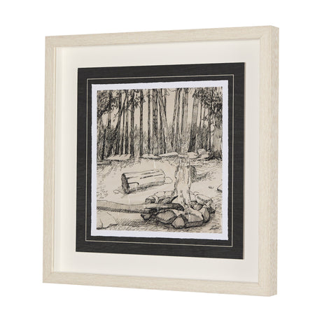 Fireside IV by Mercana Studio a Hand Embellished Textured Framed Art Print Matted under Glass by Mercana at Eve Furniture