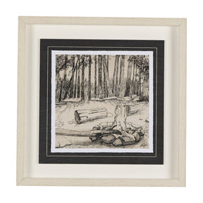 Fireside IV by Mercana Studio a Hand Embellished Textured Framed Art Print Matted under Glass by Mercana at Eve Furniture