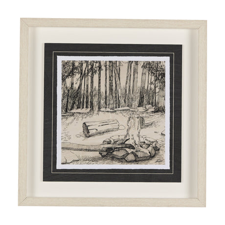 Fireside IV by Mercana Studio a Hand Embellished Textured Framed Art Print Matted under Glass by Mercana at Eve Furniture
